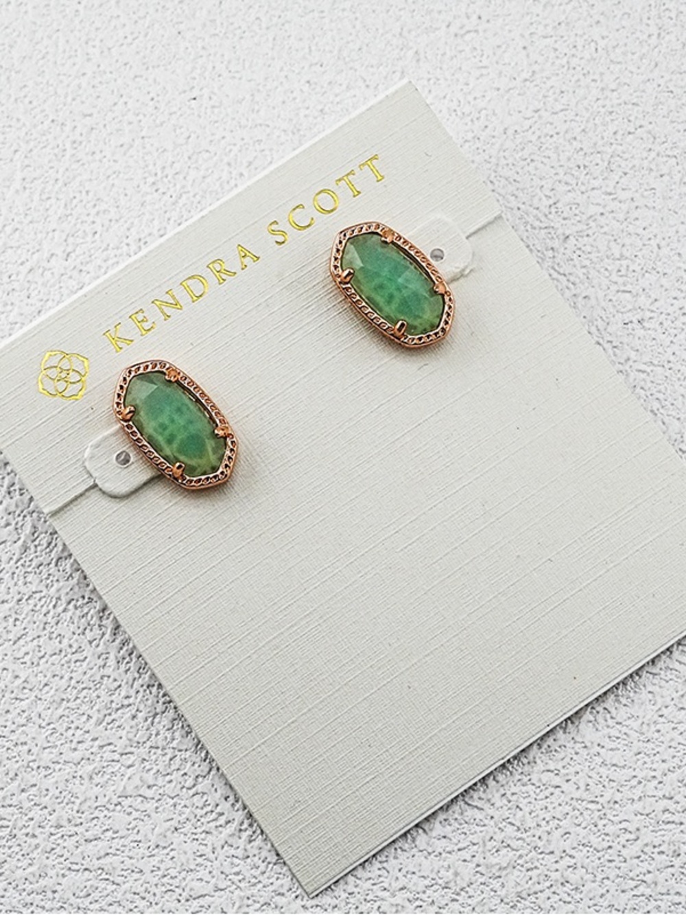 Kendra Scott Green Elle Gold-Plated Stud Earrings